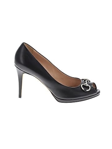 Gucci Leather Peep Toe Horsebit Pumps (view 1)