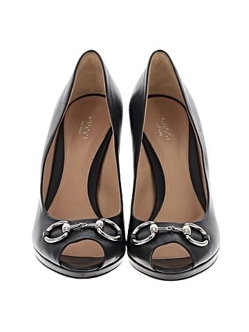 Gucci Leather Peep Toe Horsebit Pumps (view 2)