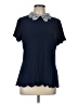Flower & Feather Blue Short Sleeve Blouse Size L - photo 1
