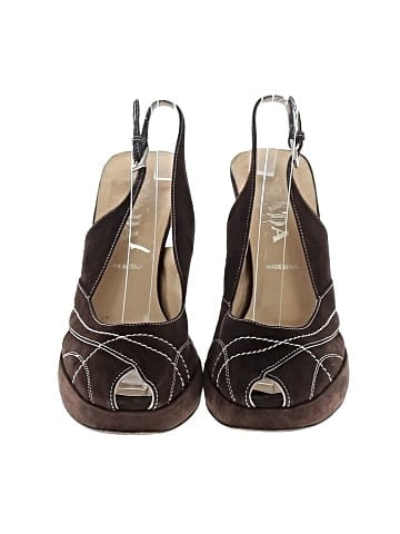 Prada Suede Platform Peep Toe Slingback Sandals  (view 2)