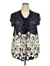 Siren Lily Stars Blue Short Sleeve Blouse Size 2X - photo 1