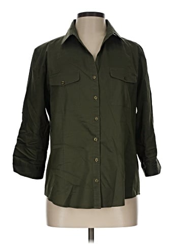 New York & Company 3/4 Sleeve Button-Down Shirt (view 1)