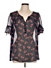 Liz Claiborne 100% Polyester Gray Short Sleeve Blouse Size L - photo 1