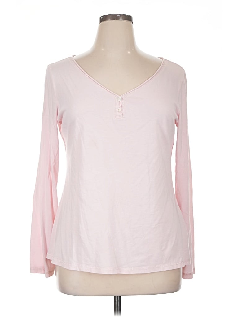 Pre-owned Garnet Hill Long Sleeve Top Pink Sweetheart Neckline Tops