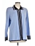 misook 100% Acrylic Color Block Blue Long Sleeve Blouse Size L - photo 1