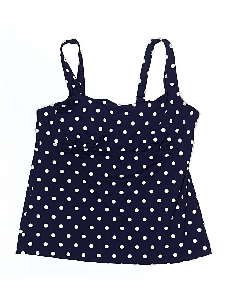 Pre-owned Lands' End Swimsuit Top Blue Polka Dots Pattern Swimwear