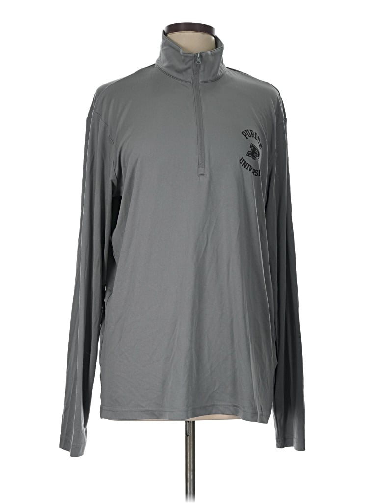 Pre-owned Sport-tek Long Sleeve Top Gray Mock Neckline Tops
