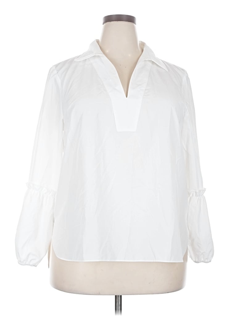 Pre-owned Preston & York 3/4 Sleeve Blouse In White