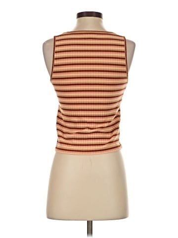 Madewell (Re)sourced Ribbed Button-Front Crop Tank in Braxton Stripe (view 2)
