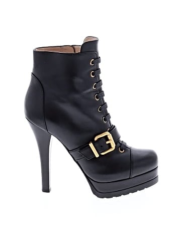 Fendi Leather Buckle Accent Lace Up Booties (view 1)