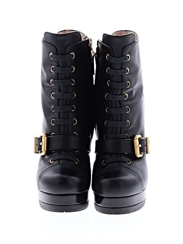 Fendi Leather Buckle Accent Lace Up Booties (view 2)