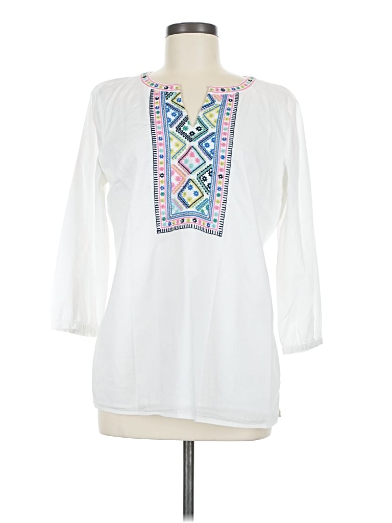 Pre-owned Talbots 3/4 Sleeve Blouse In White