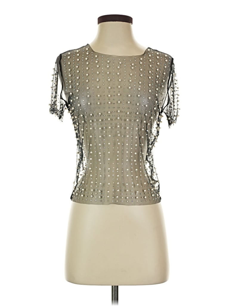 Pre-owned Endless Blu. Short Sleeve Top Silver Square Neckline Tops