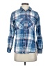 MICHAEL Michael Kors 100% Cotton Plaid Blue Long Sleeve Button-Down Shirt Size XS - photo 1
