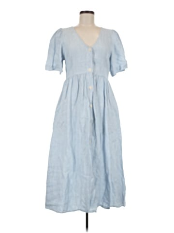 Madewell Cassie Button-Front Midi Dress in Stripe 100% Linen (view 1)