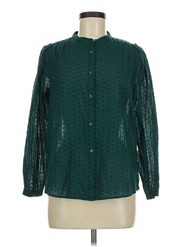 Pre-owned Jcrew Long Sleeve Blouse In Green