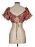 Wild Fable Orange Short Sleeve Blouse Size L - photo 2