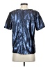 JOA 100% Polyester Metallic Silver Blue Short Sleeve Blouse Size XS - photo 2
