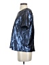 JOA 100% Polyester Metallic Silver Blue Short Sleeve Blouse Size XS - photo 5