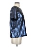 JOA 100% Polyester Metallic Silver Blue Short Sleeve Blouse Size XS - photo 4