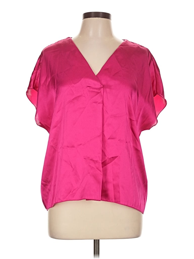 Pre-owned Nicole Miller Short Sleeve Blouse In Pink