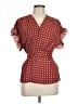 Max Studio 100% Polyester Red Short Sleeve Blouse Size L - photo 1