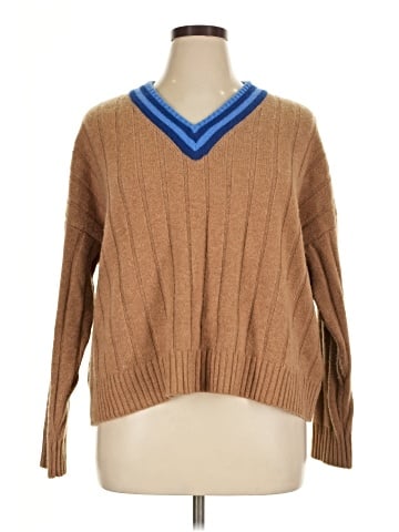 Madewell Tipped V-Neck Oversized Sweater (view 1)
