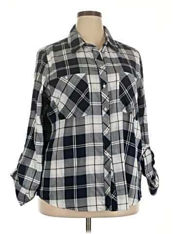 STUDIO BLUE 3/4 Sleeve Button-Down Shirt (view 1)