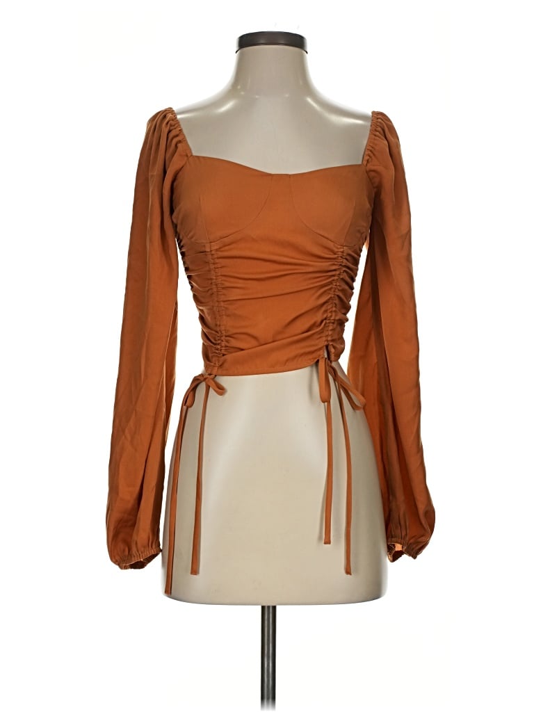 Pre-owned Forever 21 Long Sleeve Blouse In Brown