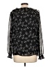 Ann Taylor LOFT 100% Polyester Stars Black Long Sleeve Blouse Size L - photo 2