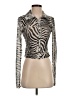 Lioness Animal Print Silver Long Sleeve Top Size S - photo 1