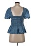 On 34th 100% Lyocell Blue Short Sleeve Top Size S - photo 2