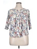 Pale Sky 100% Rayon Floral Ivory 3/4 Sleeve Blouse Size 1X - photo 1