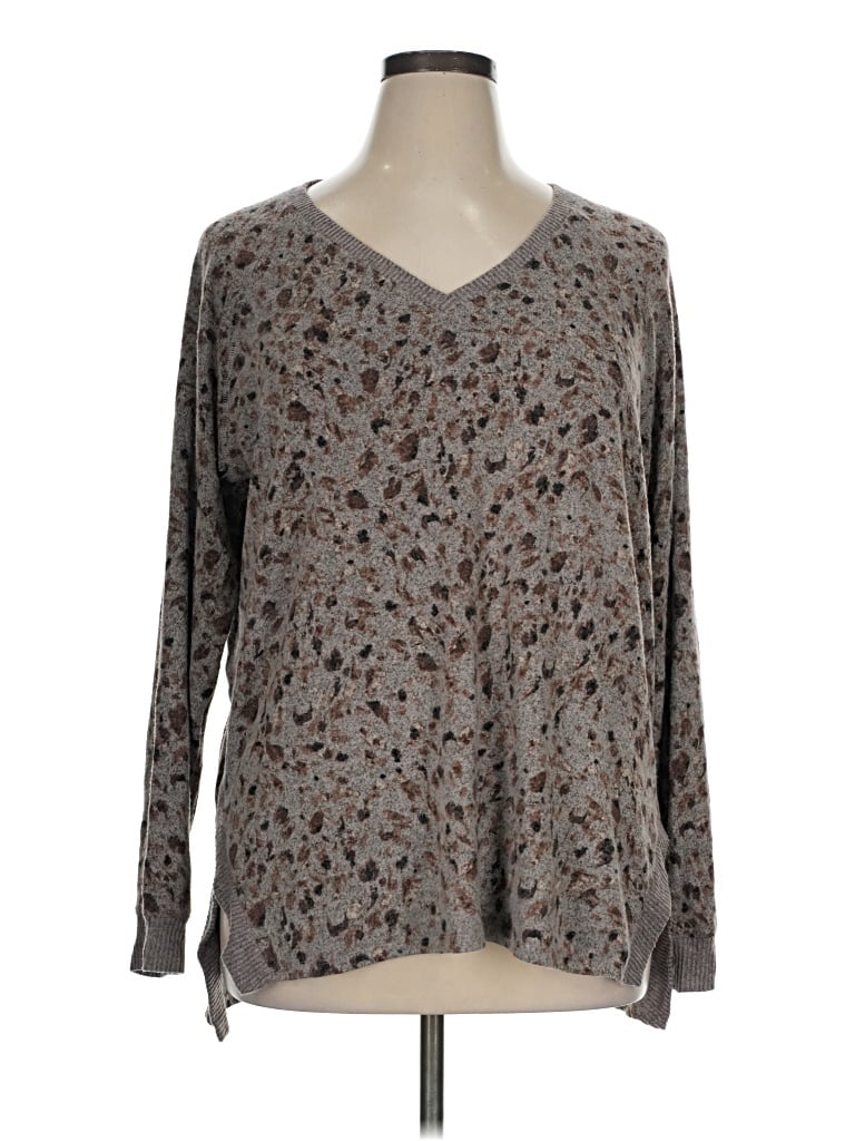 Pre-owned Maurices Long Sleeve Top Gray V-neck Tops