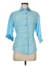 Assorted Brands Blue 3/4 Sleeve Button-Down Shirt Size M - photo 1