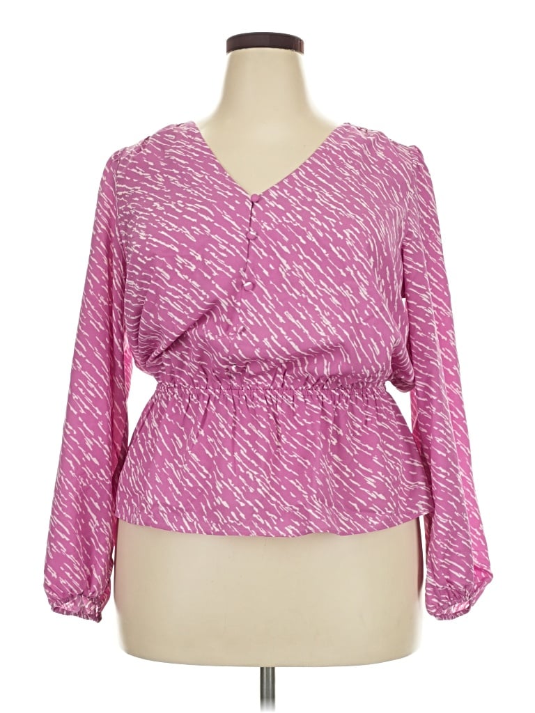 Pre-owned Nine West Long Sleeve Blouse In Pink