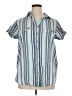 Roaman's Stripes Blue Short Sleeve Button-Down Shirt Size 16W - photo 1
