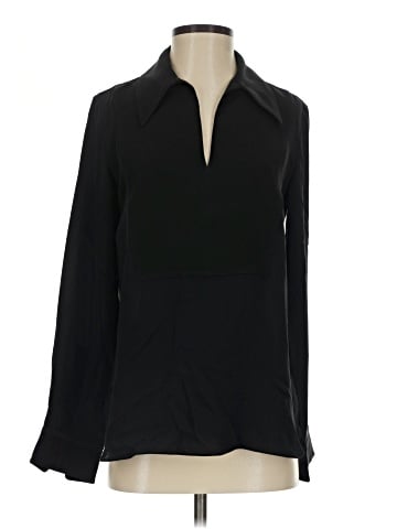Theory Long Sleeve Silk Top (view 1)