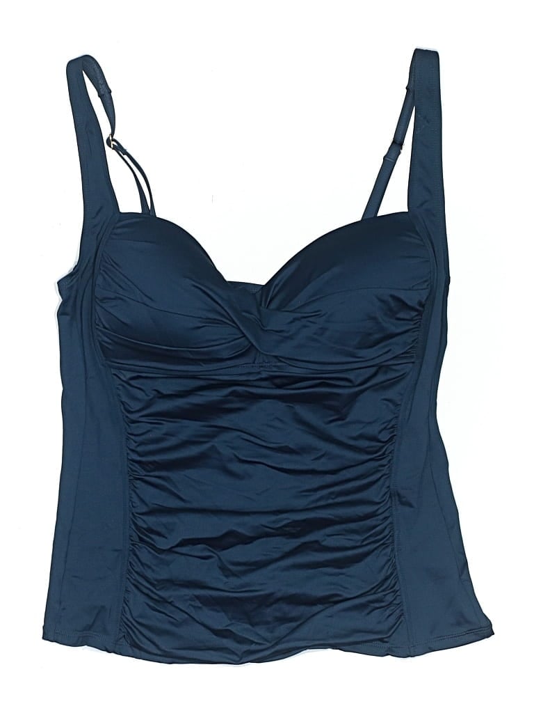 Pre-owned Sonnet Shores Swimsuit Top Blue Solid Pattern Swimwear