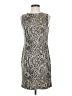 St. John Collection Animal Print Tan Silver Cocktail Dress Size 2 - photo 1