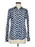 Dalia Collection 100% Cotton Chevron-herringbone Blue Long Sleeve Blouse Size M - photo 1