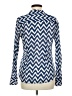 Dalia Collection 100% Cotton Chevron-herringbone Blue Long Sleeve Blouse Size M - photo 2