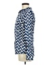 Dalia Collection 100% Cotton Chevron-herringbone Blue Long Sleeve Blouse Size M - photo 5