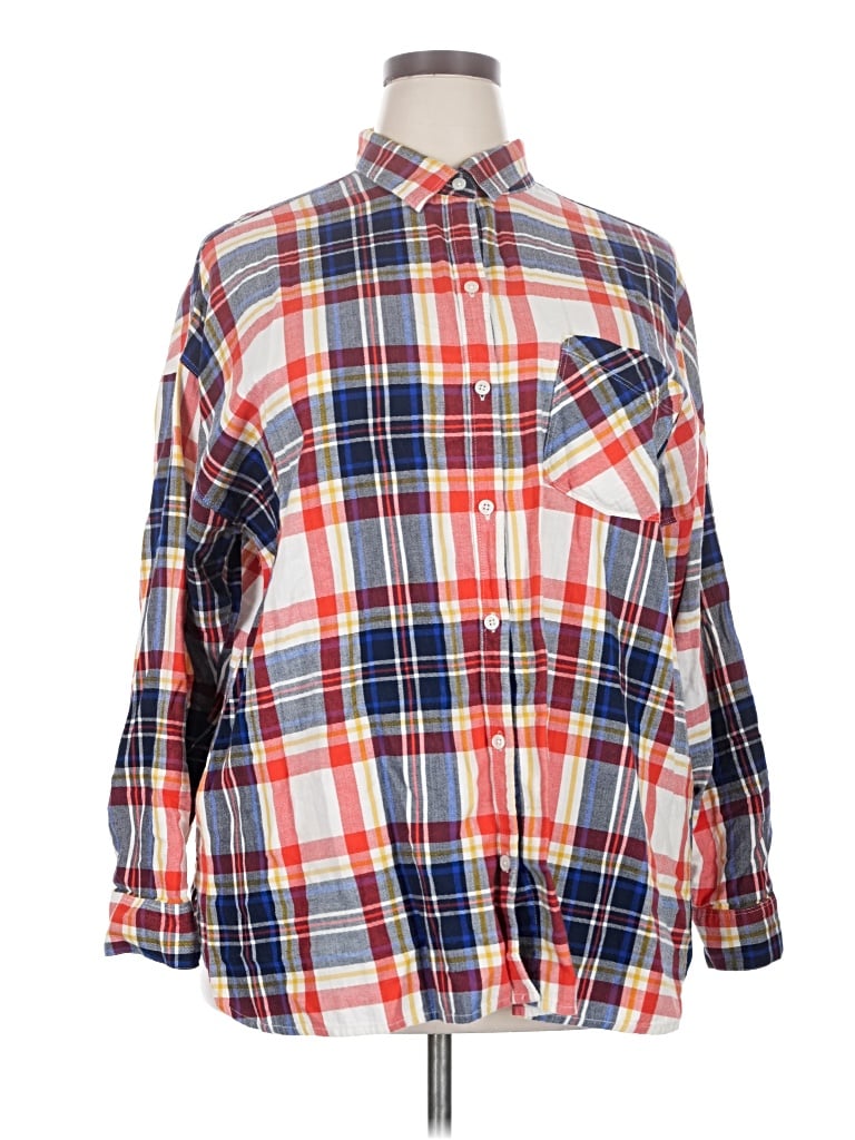 Pre-owned Old Navy 3/4 Sleeve Button Down Shirt In Red