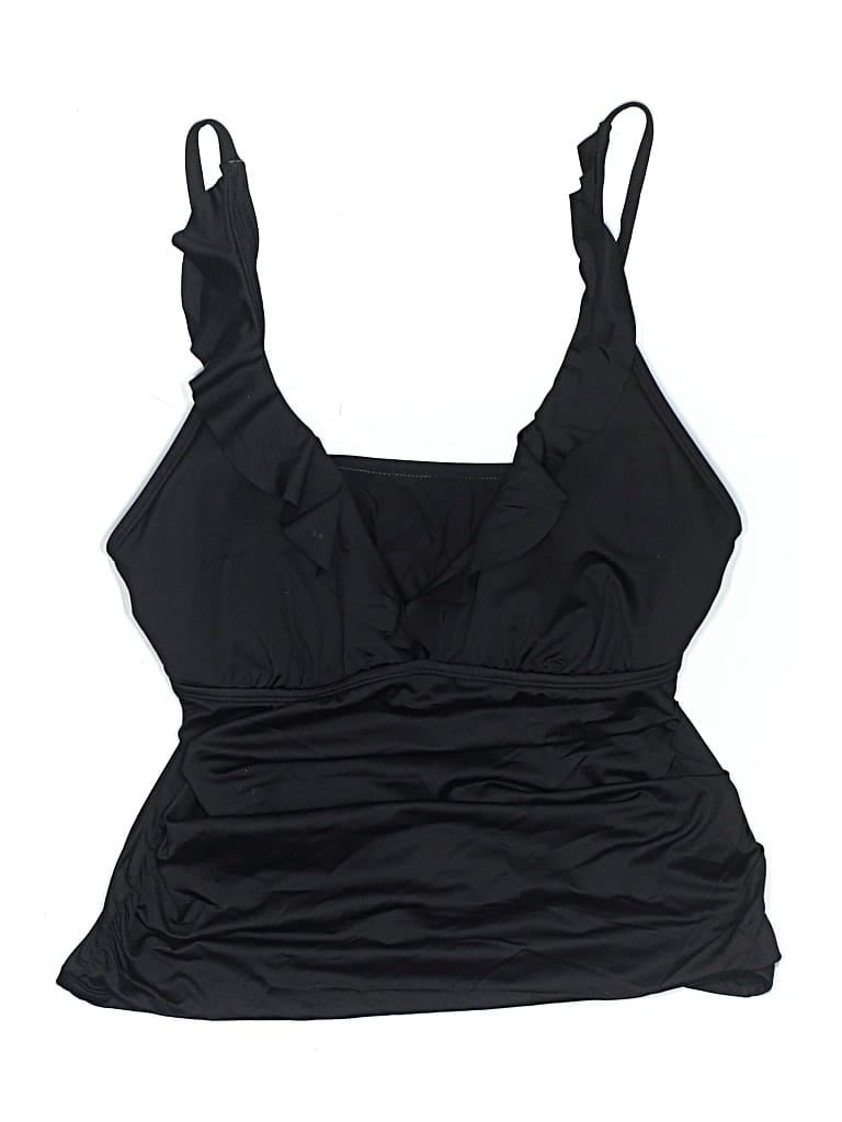 Pre-owned Sonnet Shores Swimsuit Top Black Solid Pattern Swimwear