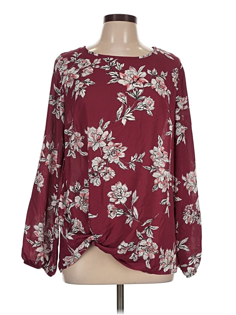 Apt. 9 Long Sleeve Blouse In Burgundy
