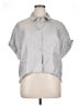 Iris & Ink 100% Silk Metallic Silver Short Sleeve Silk Top Size 14 - photo 1