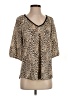 Chico's 100% Linen Animal Print Tan 3/4 Sleeve Blouse Size S - photo 1