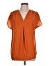 INC International Concepts 100% Polyester Orange Short Sleeve Blouse Size L - photo 1
