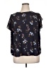 PREMISE 100% Polyester Floral Black Short Sleeve Blouse Size 1X - photo 1
